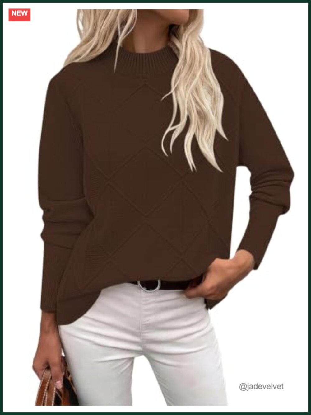 Mock Neck Knit Sweater Long Sleeve Pullover Women's Soft Cozy Fall Winter